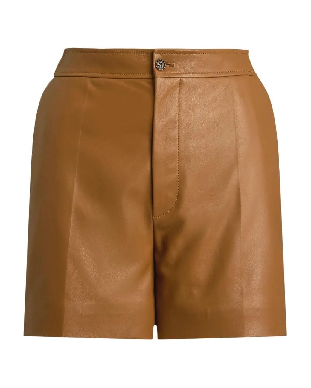 Ralph Lauren Brown Tailored Leather Shorts