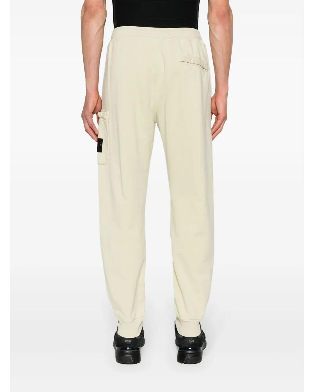 Stone Island Natural Compass-Badge Cotton Track Trousers for men