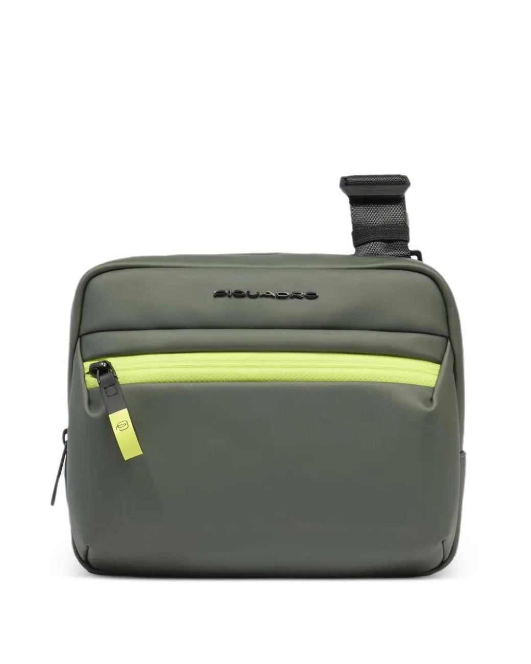 Piquadro Green Water-Resistant Rubberised Shoulder Bag for men