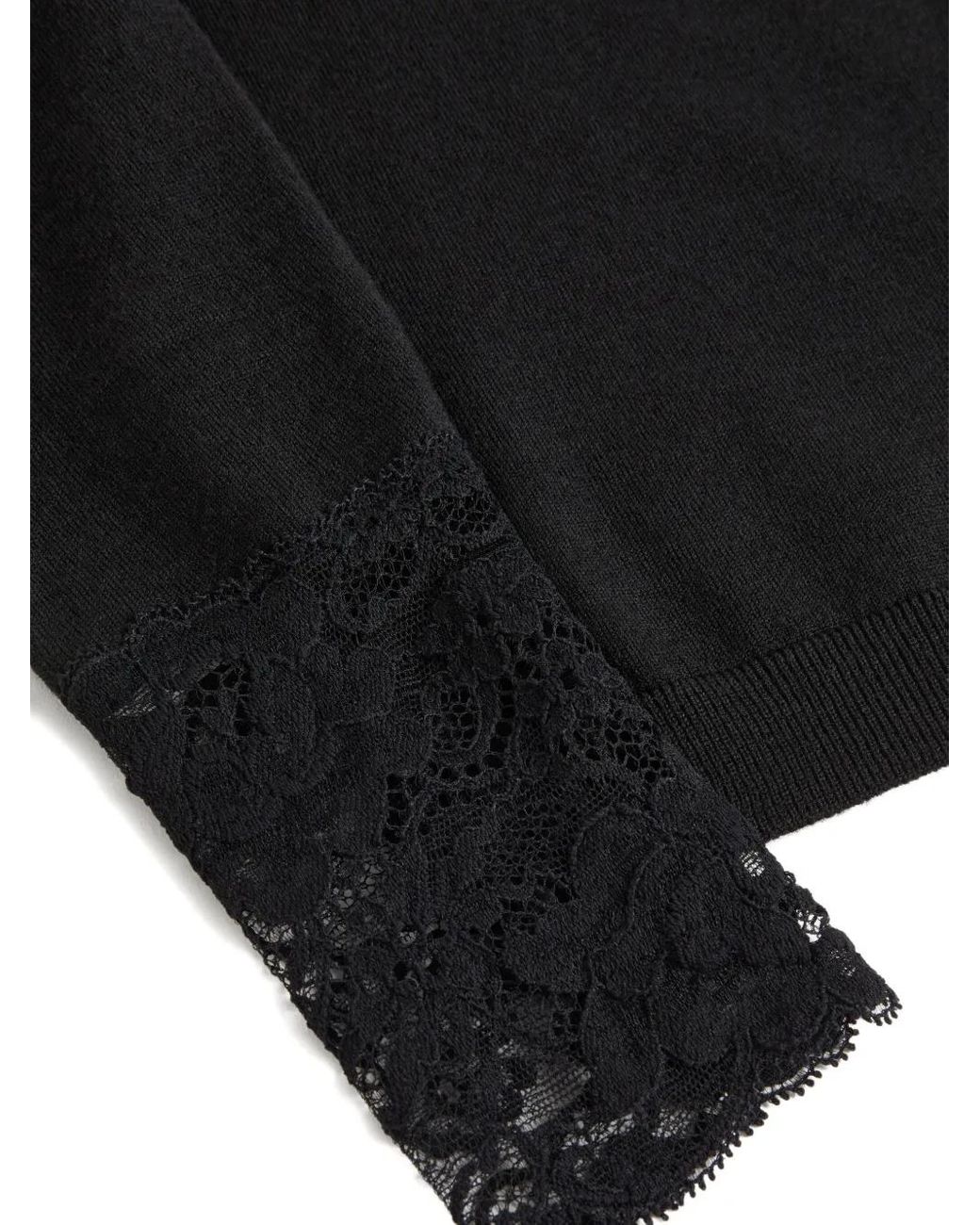 Valentino Garavani Black Wool Jumper With Lace