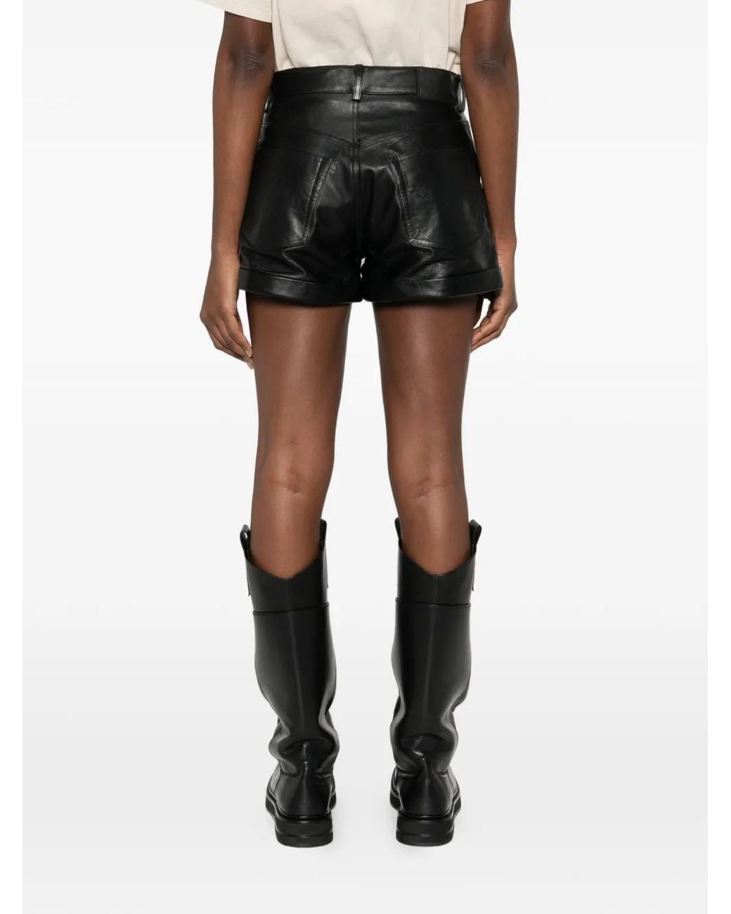 R13 Black Leather Shorts