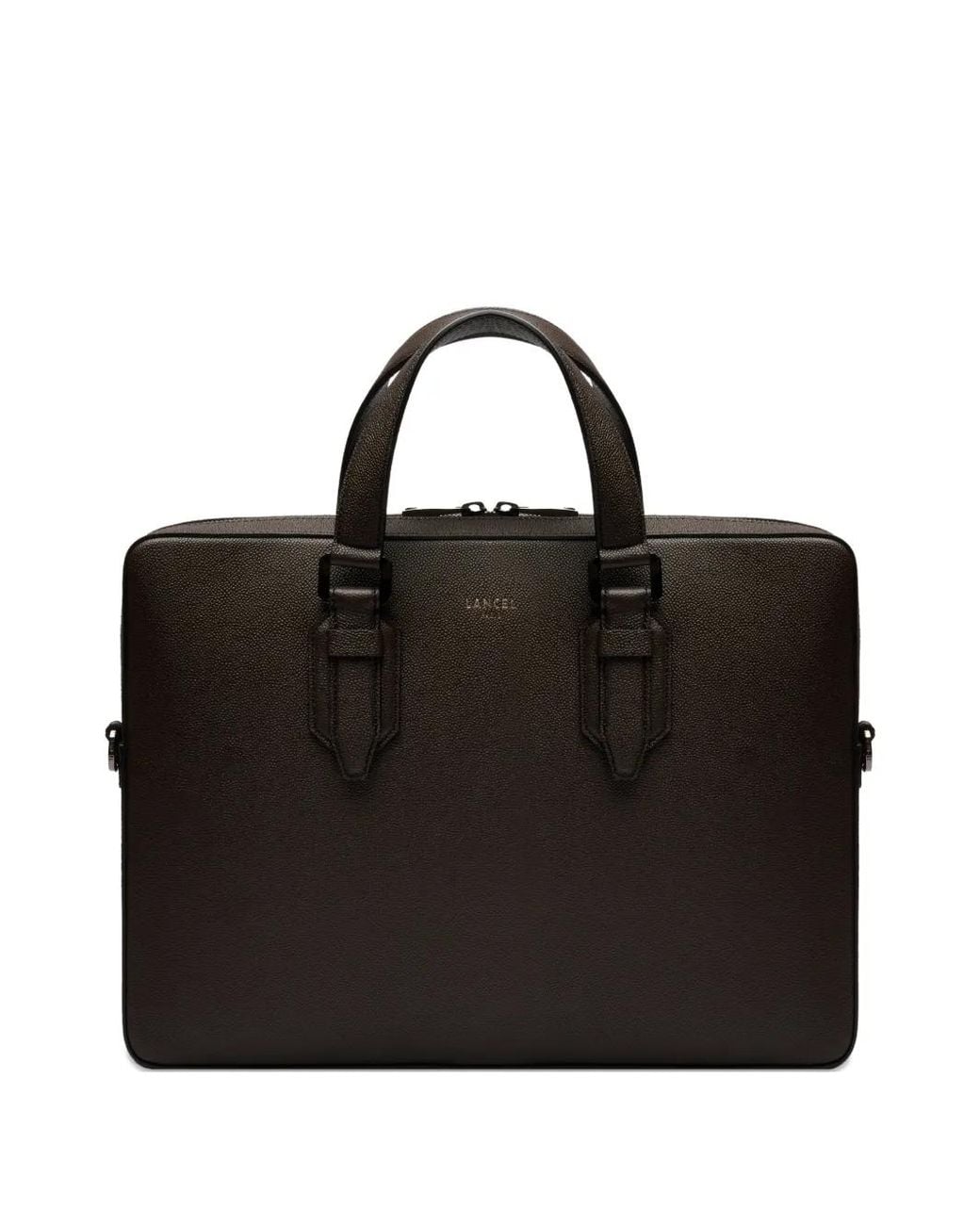 Lancel Black Charlie Textured Leather Briefcase for men