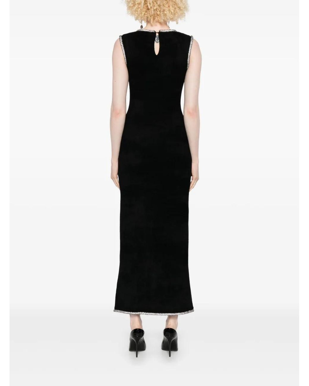Sandro Embellished Split Maxi Dress in Black | Lyst UK