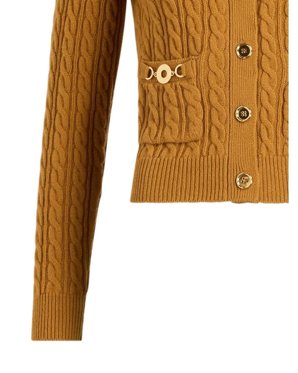 Patou Yellow Cable-Knit Buttoned Cardigan