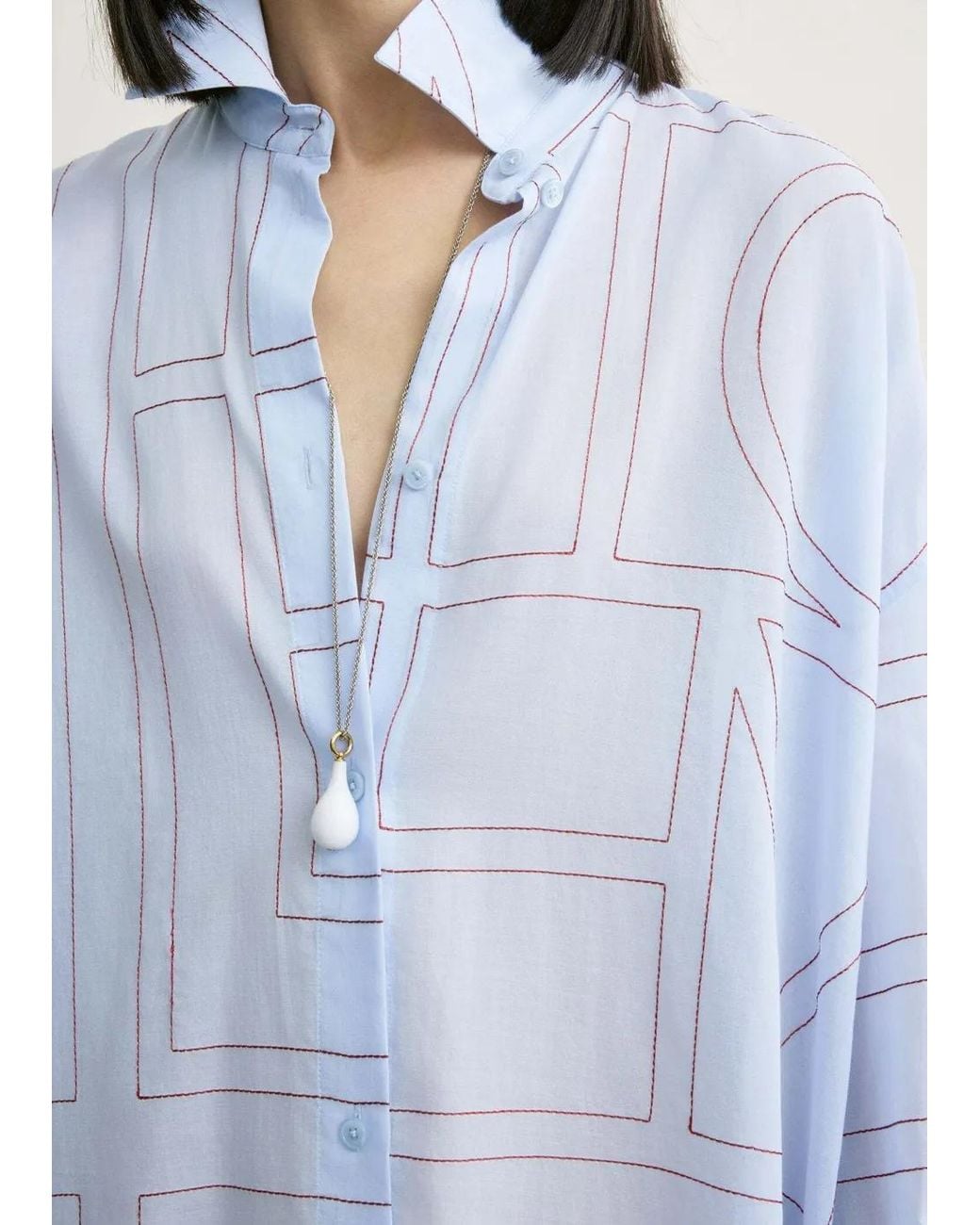 Totême White Chemise Oversize À Broderies