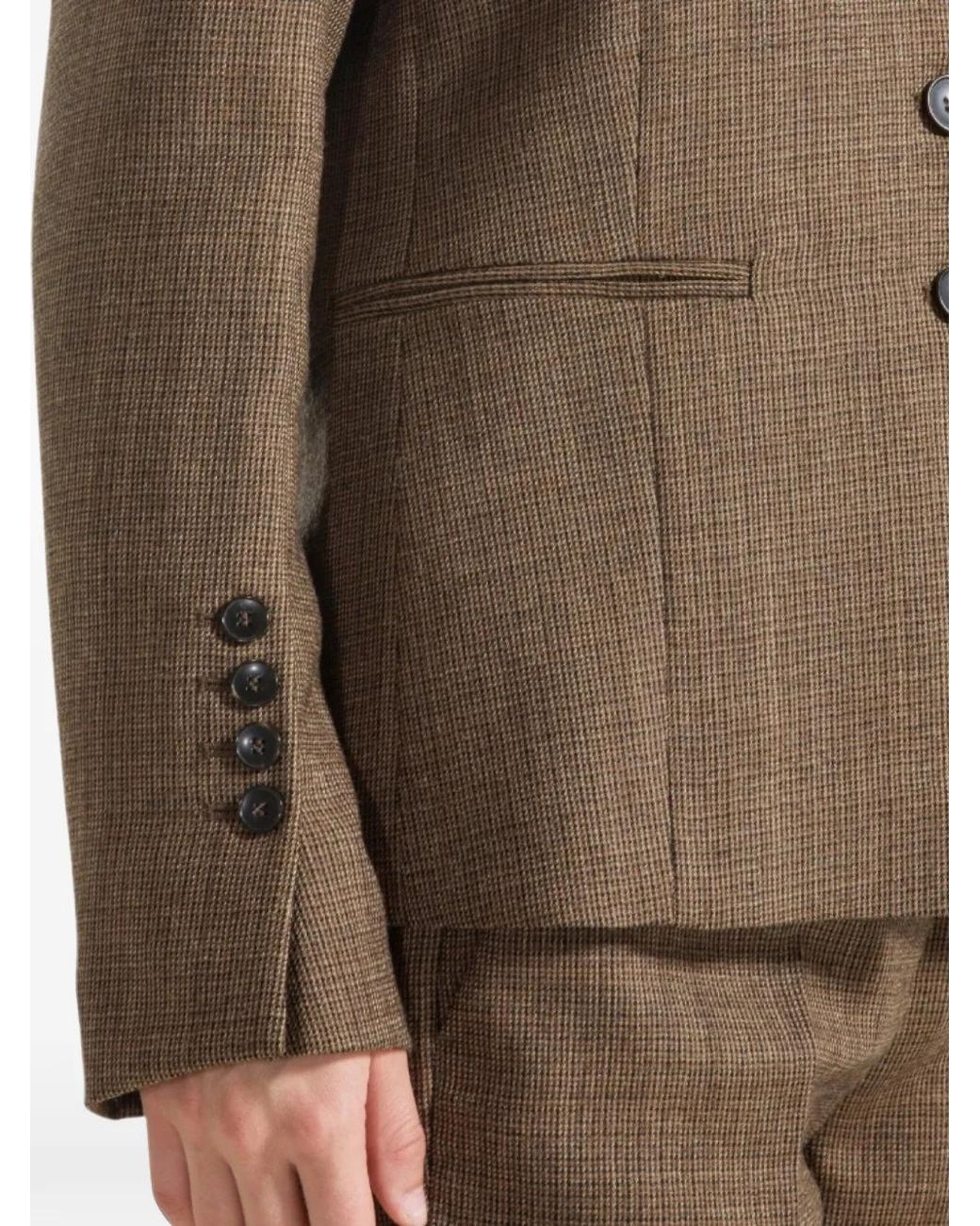 Seventy Brown Check-Pattern Notched-Lapels Jacket