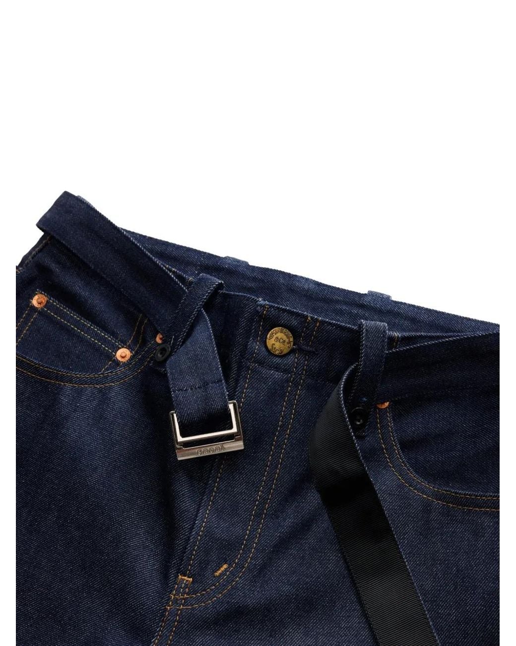 Sacai Blue X Levi's Belted Wide-Leg Jeans