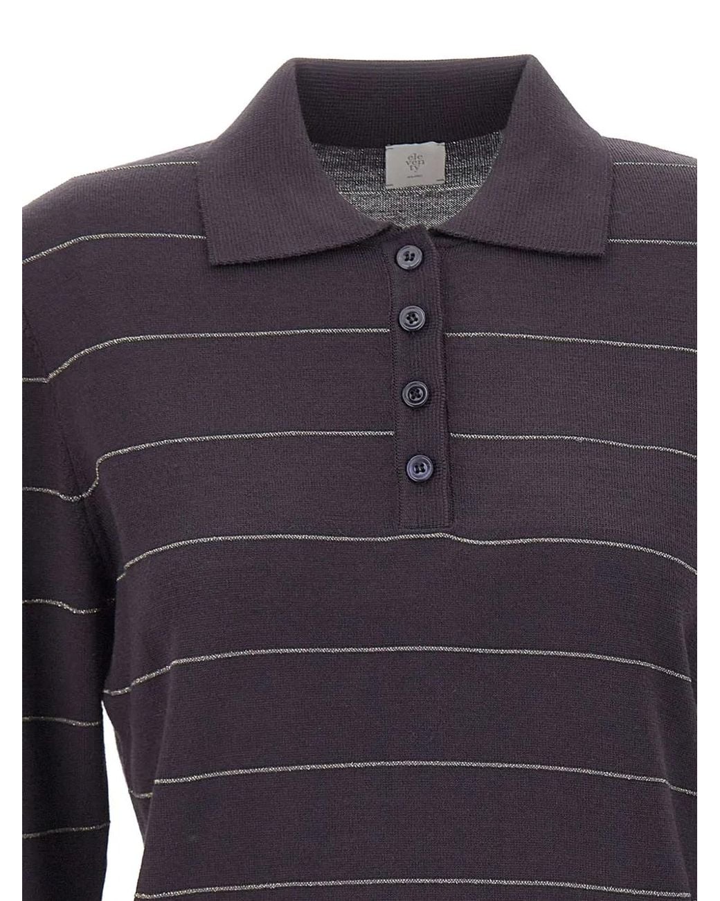 Eleventy Blue Striped Wool Polo Shirt
