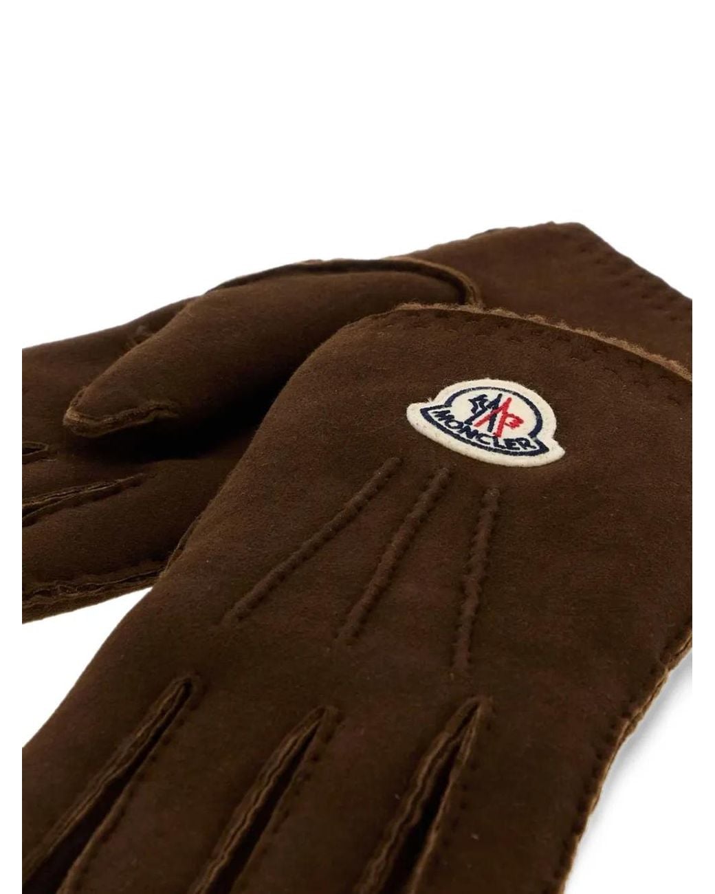 Moncler Brown Leather Gloves for men