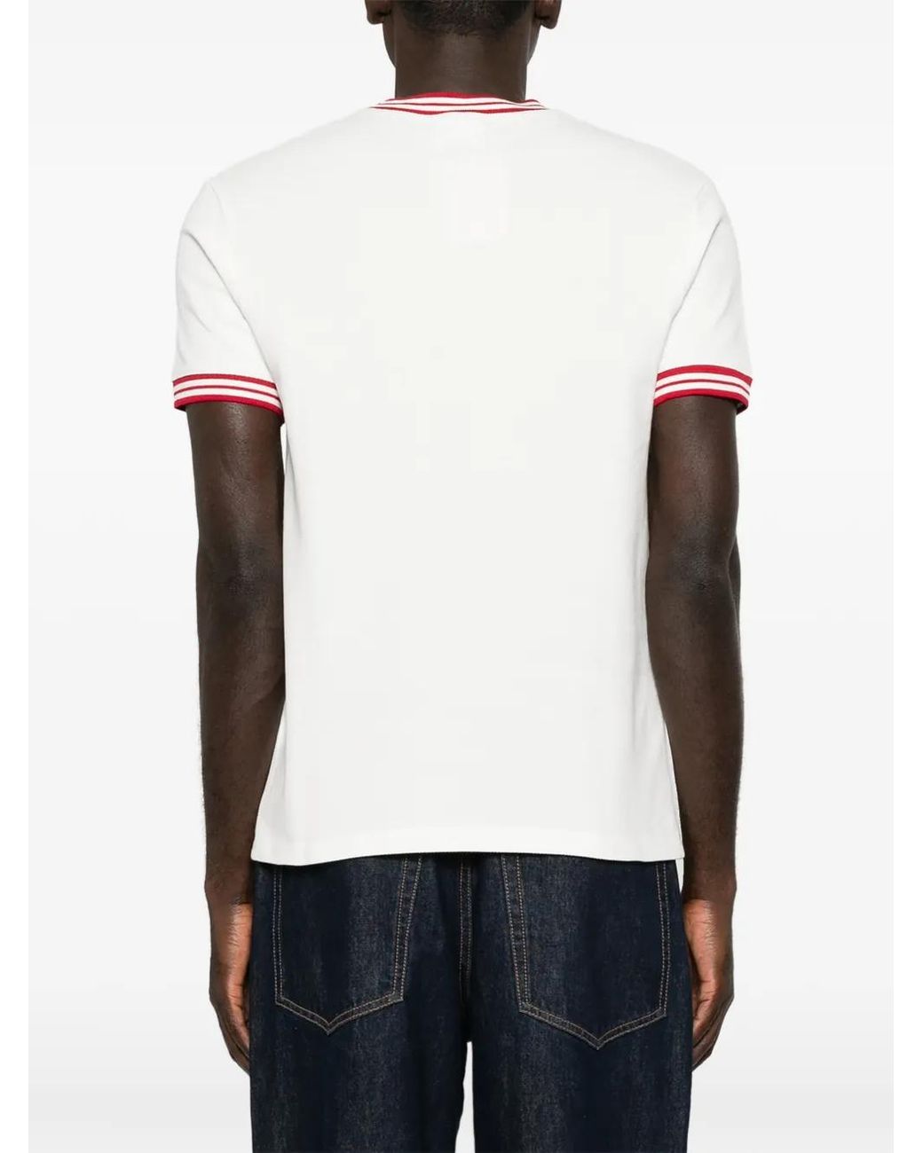 Drole de Monsieur White Sweat À Logo Brodé Et Bord Rayé for men