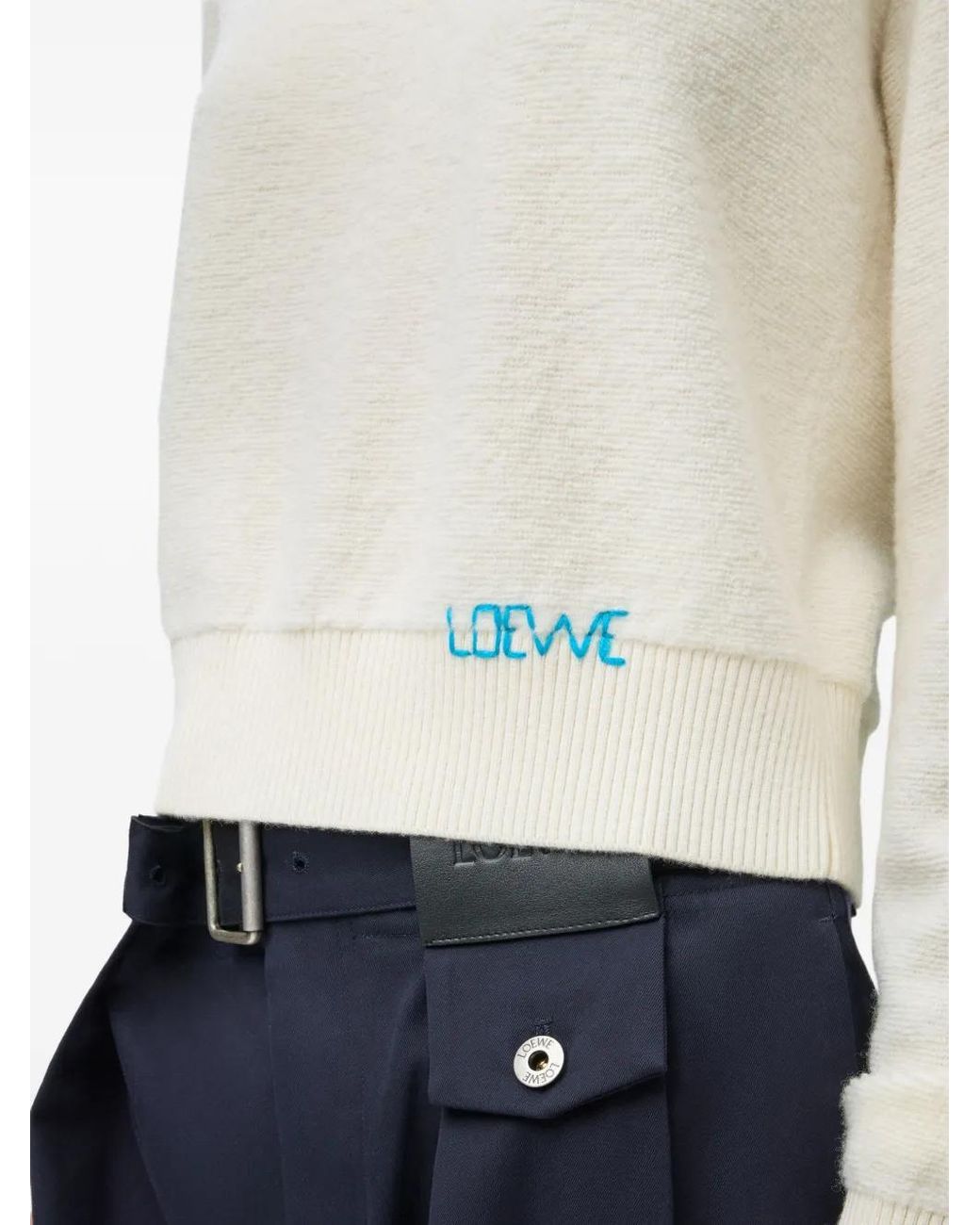 Loewe White Logo Wool Sweater