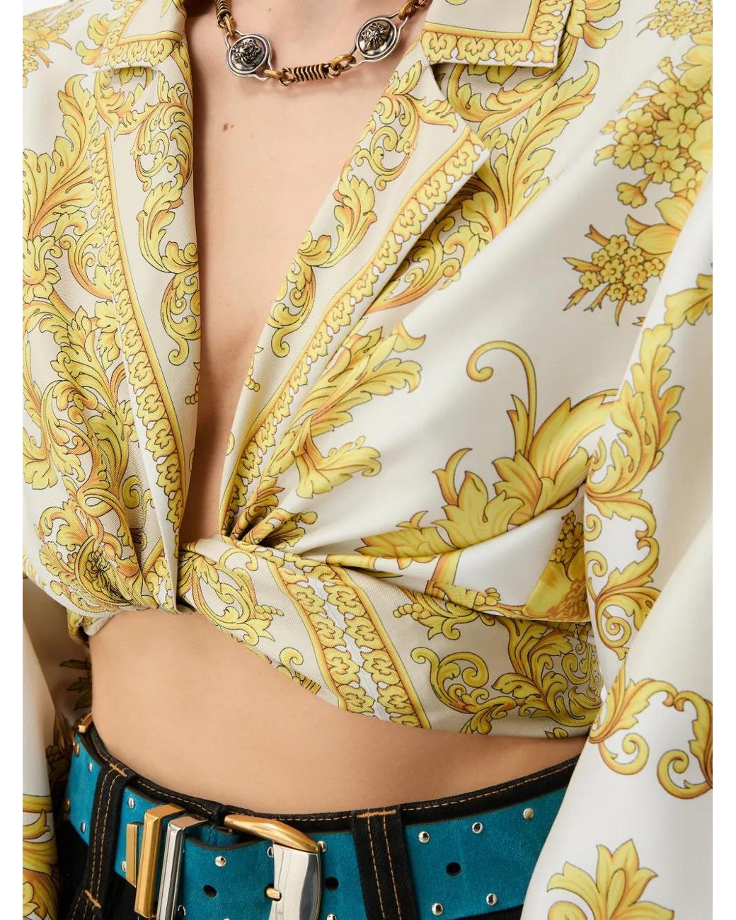 Versace Metallic Printed Silk-Twill Shirt