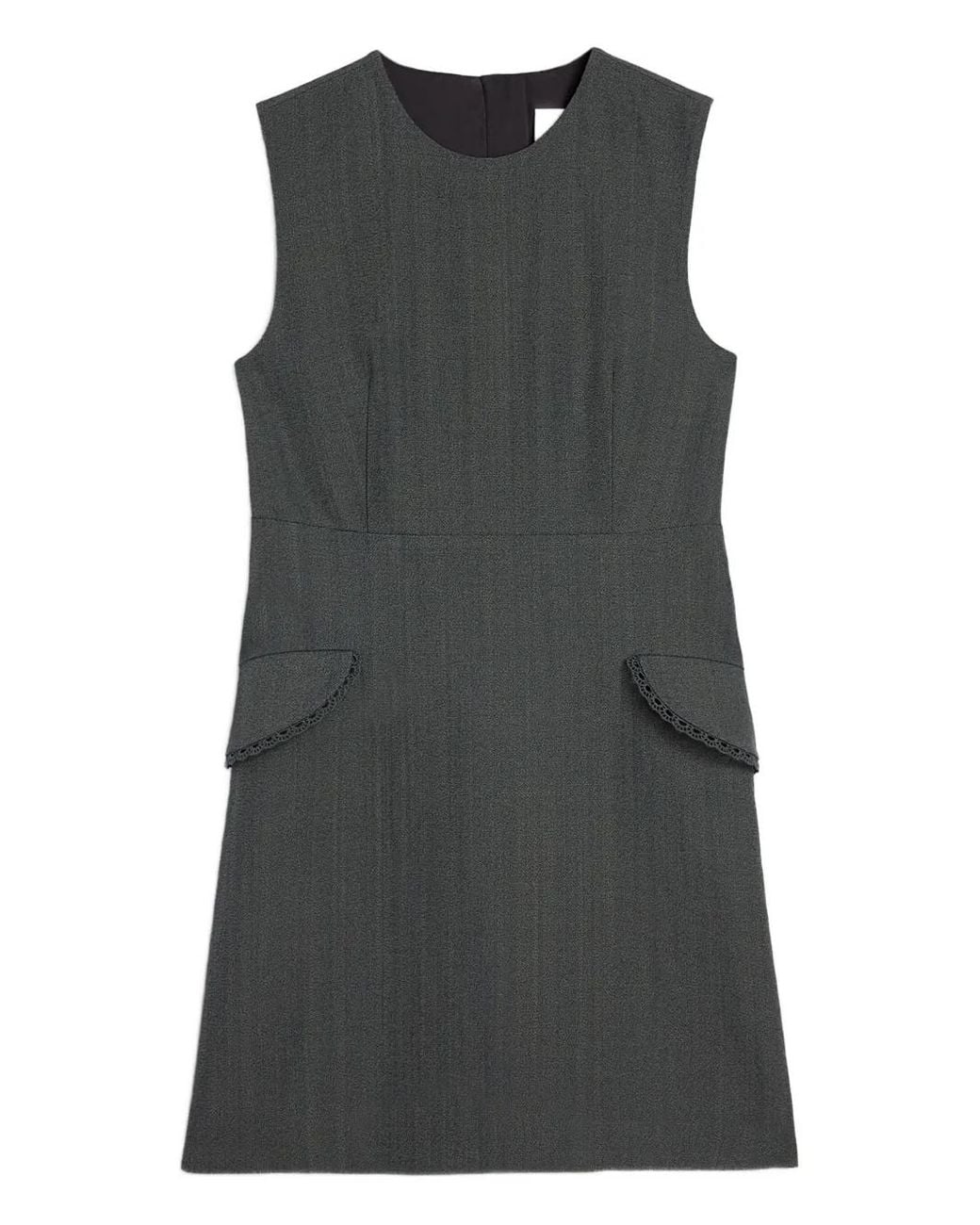 Jil Sander Gray Silk Blend Mini Dress
