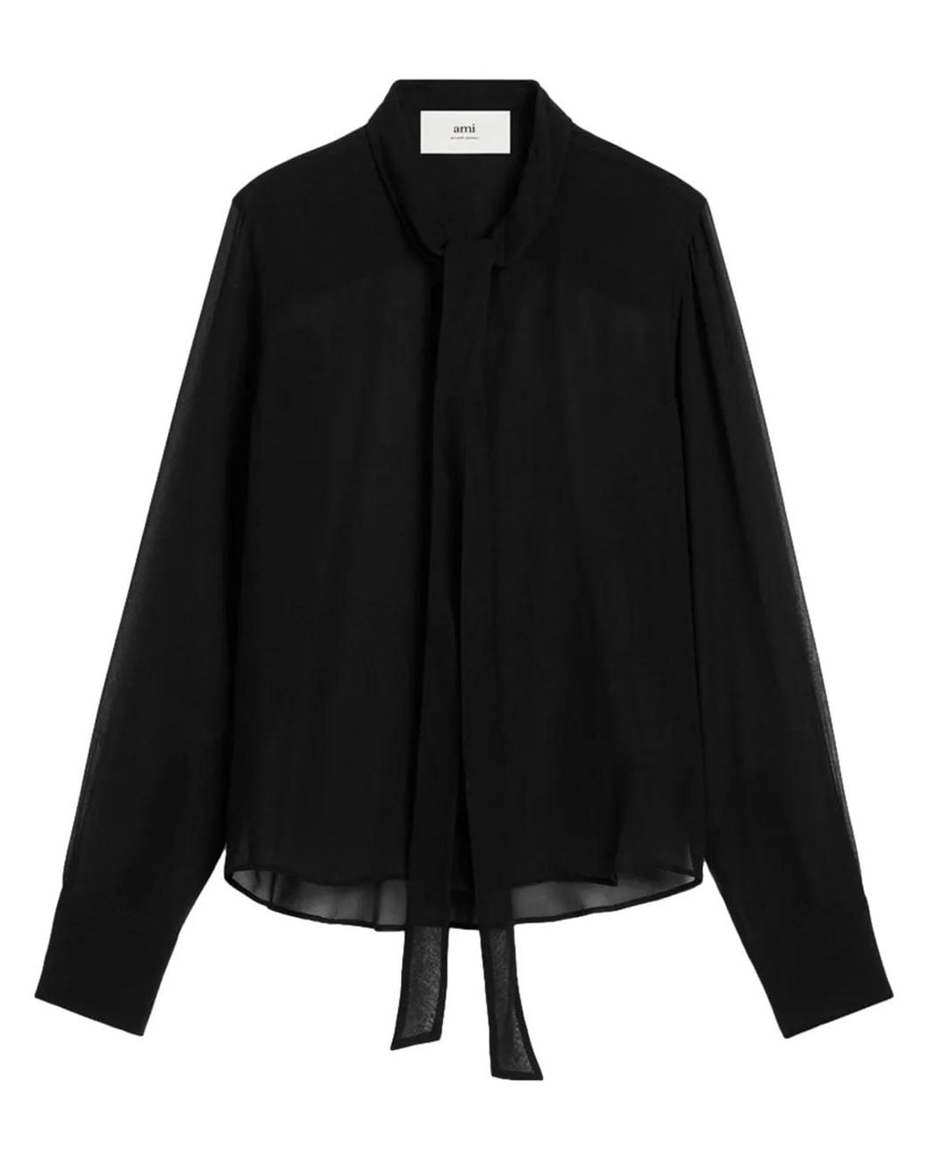 AMI Black Acot Silk Blouse