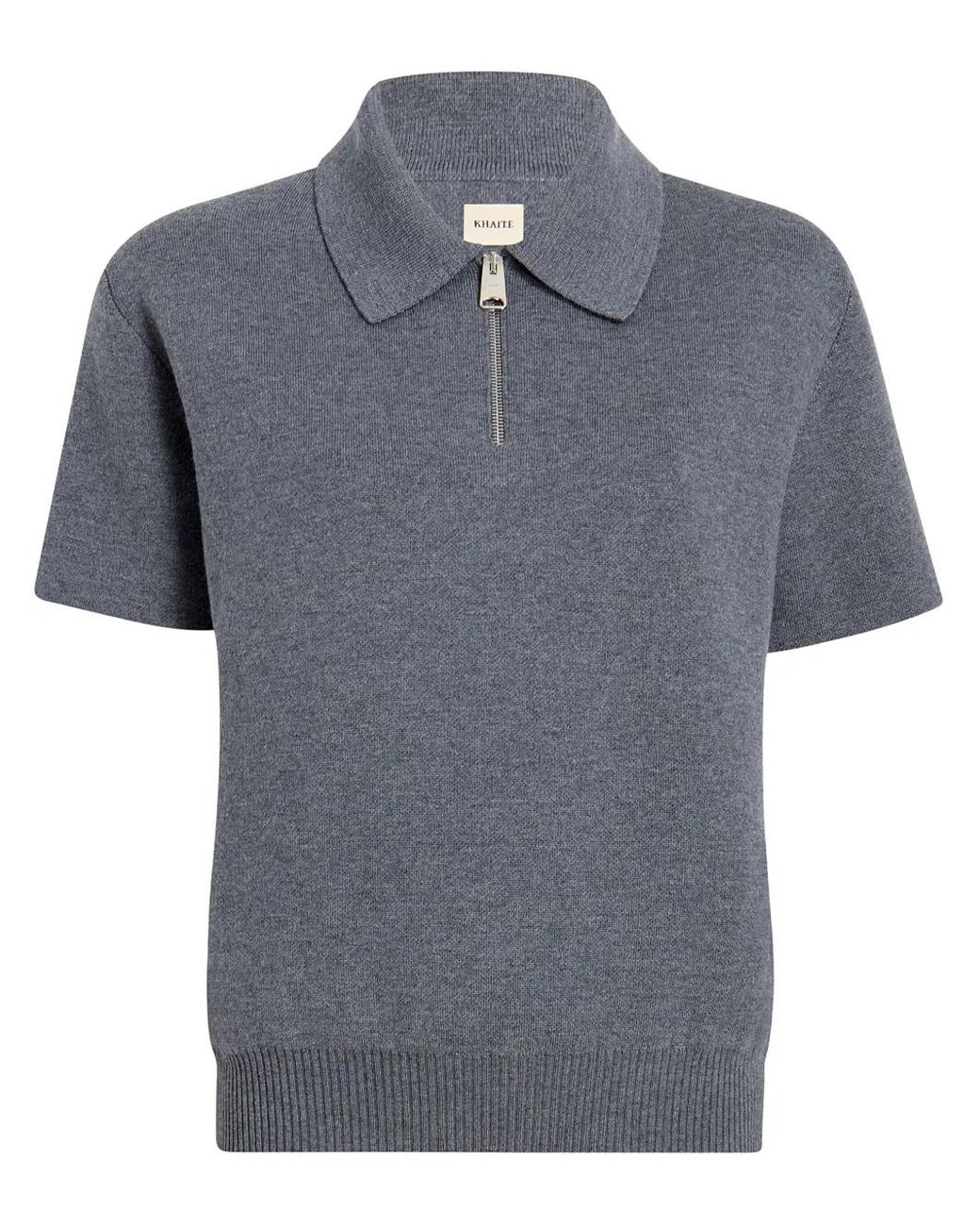 Khaite Gray Guillame Wool Polo Top
