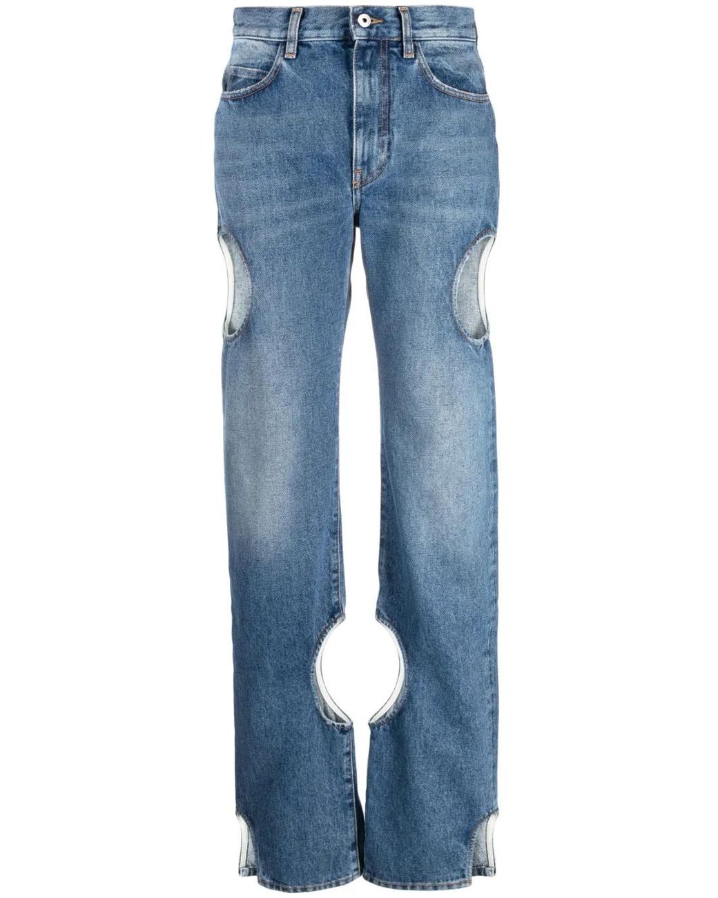 Off-White c/o Virgil Abloh Blue Meteor Hole-detail Jeans