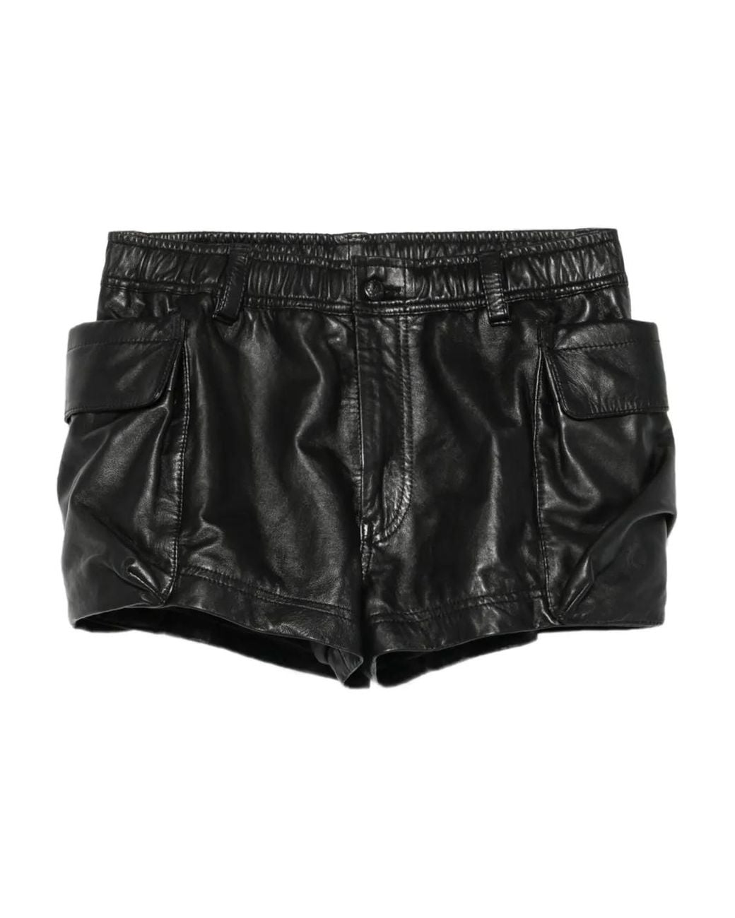 R13 Black Leather Shorts