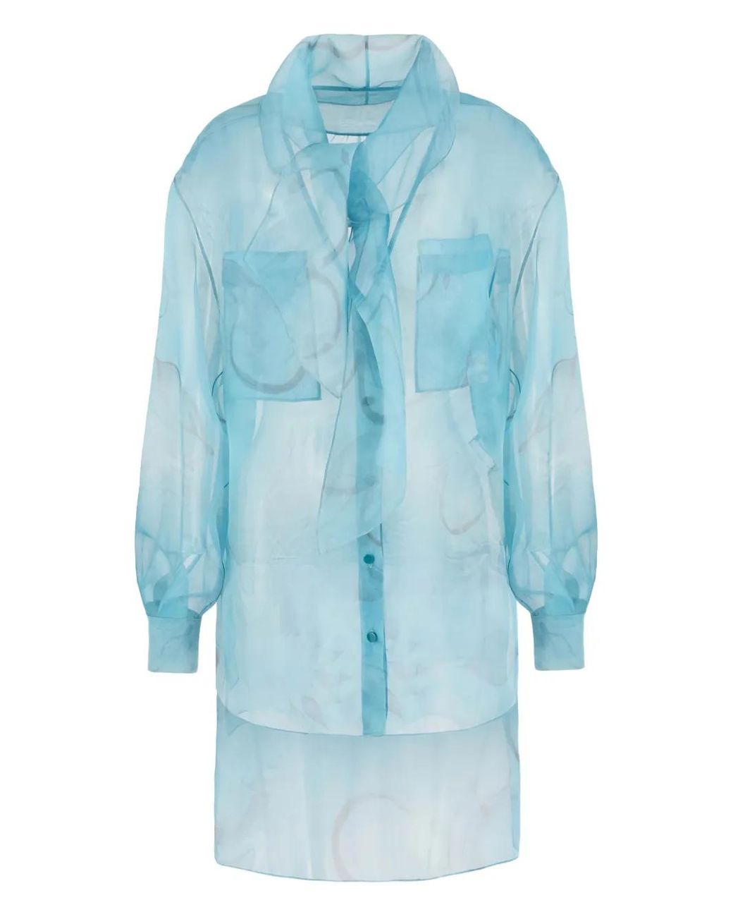 Giorgio Armani Blue Floral-Print Silk Shirt