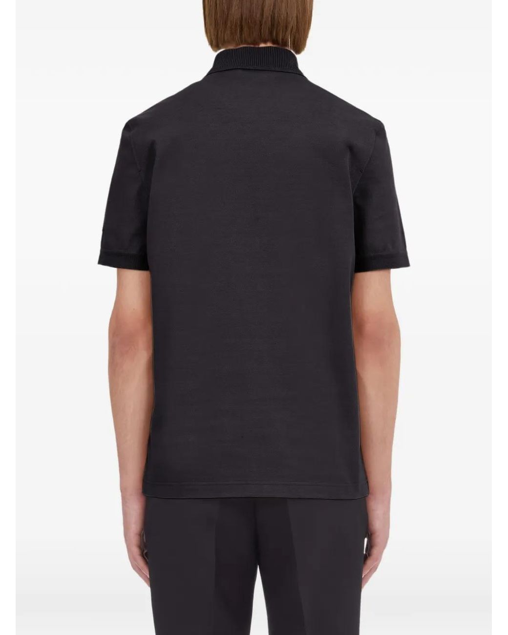 Ferragamo Black Polo With Zip Collar for men