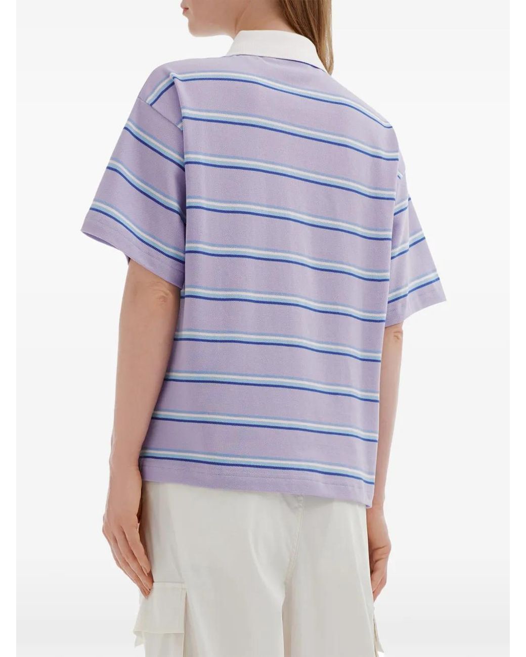 Chocoolate Blue Stripe-Pattern Polo Shirt