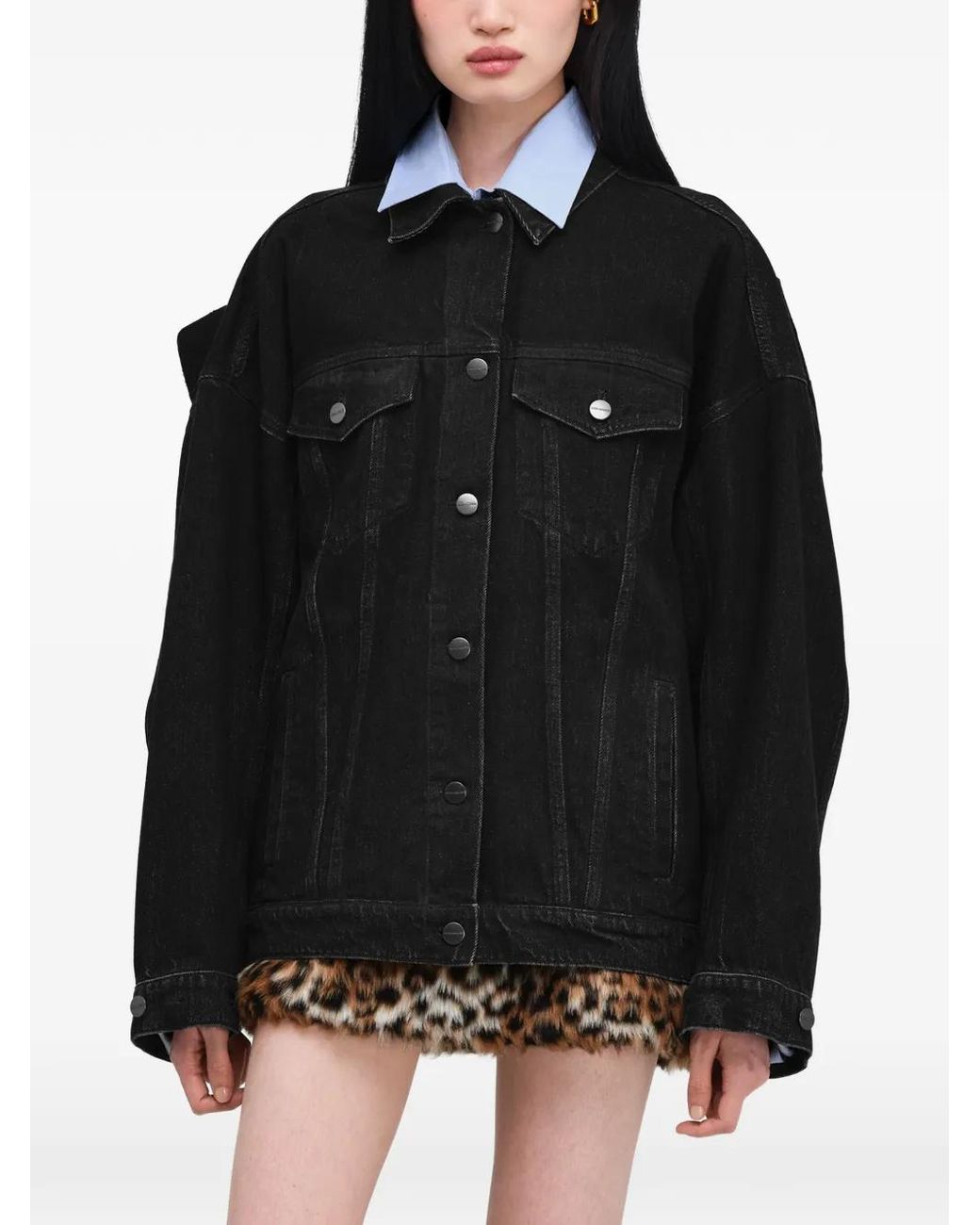 Marc Jacobs Black Bow Oversized Trucker Jacket