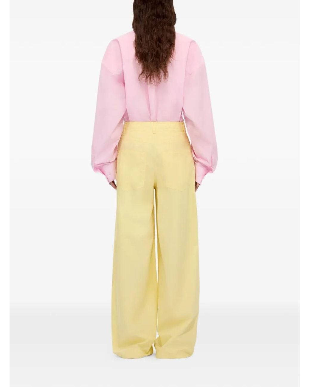 MSGM Yellow Wide-Leg Palazzo Pants