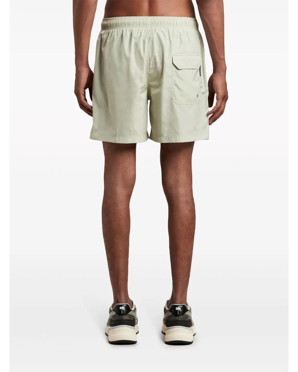 Palm Angels White Logo-Embroidered Swim Shorts for men