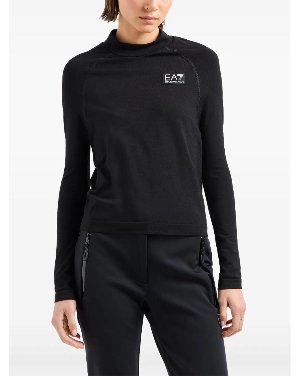 EA7 Black Logo-Patch Top