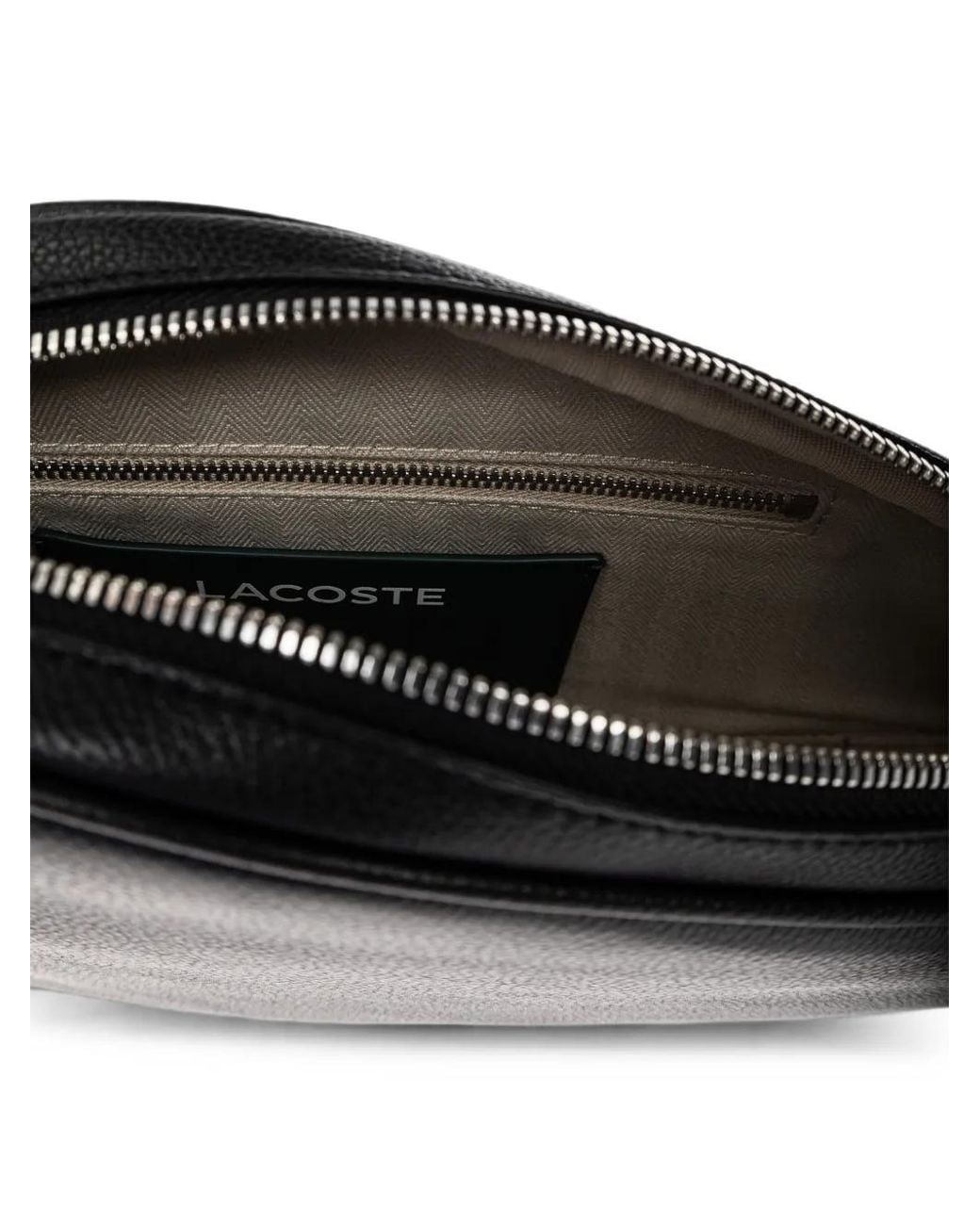 Lacoste Black Smash Court Racket-Shape Leather Shoulder Bag