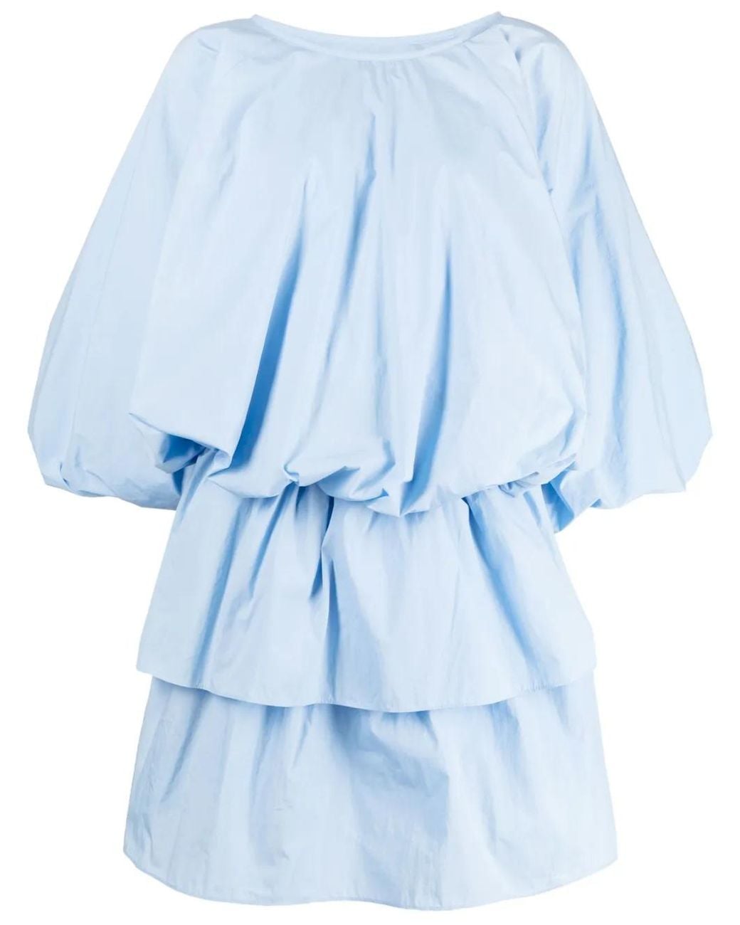 Goen.J Blue Balloon-Sleeves Poplin Dress
