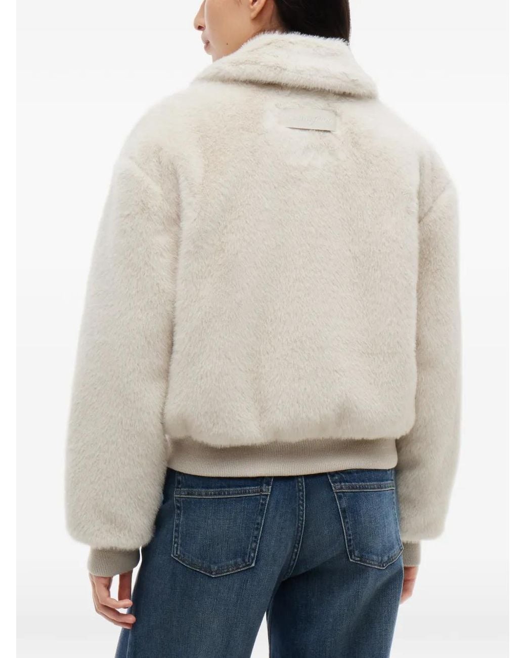 Tommy Hilfiger White Faux-Fur Bomber Jacket