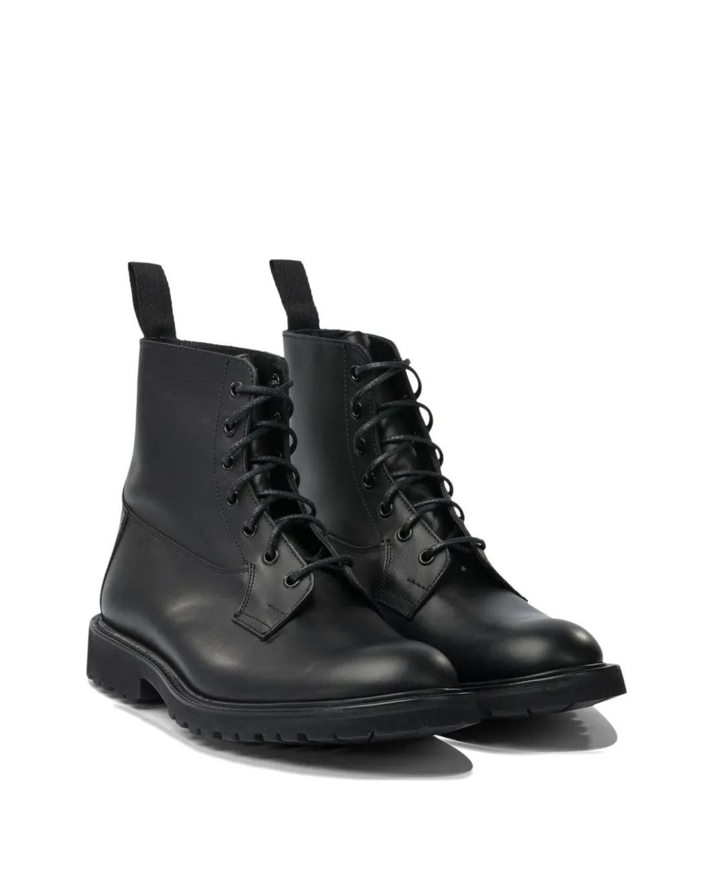 Tricker's Black Leather Biker Boots for men