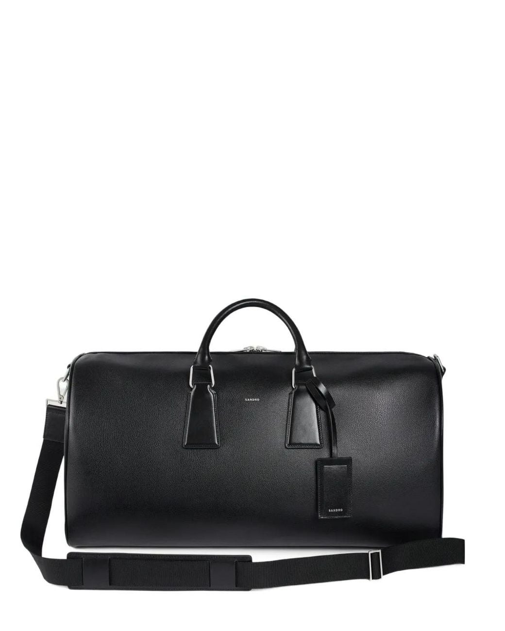Sandro Black Reconstituted Leather Holdall for men