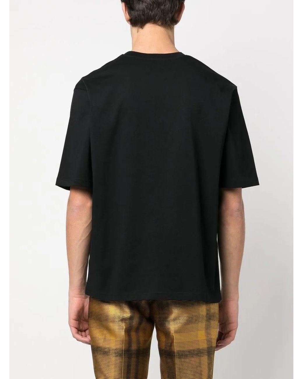 Moschino Black Embroidered-Logo Organic Cotton T-Shirt for men