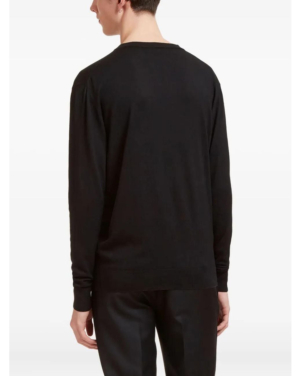 Aiezen Black Crew-Neck Knitted Sweater for men