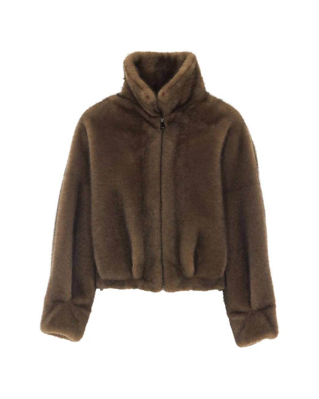 VALENTINI 1972 Brown Faux-Fur Cropped Jacket