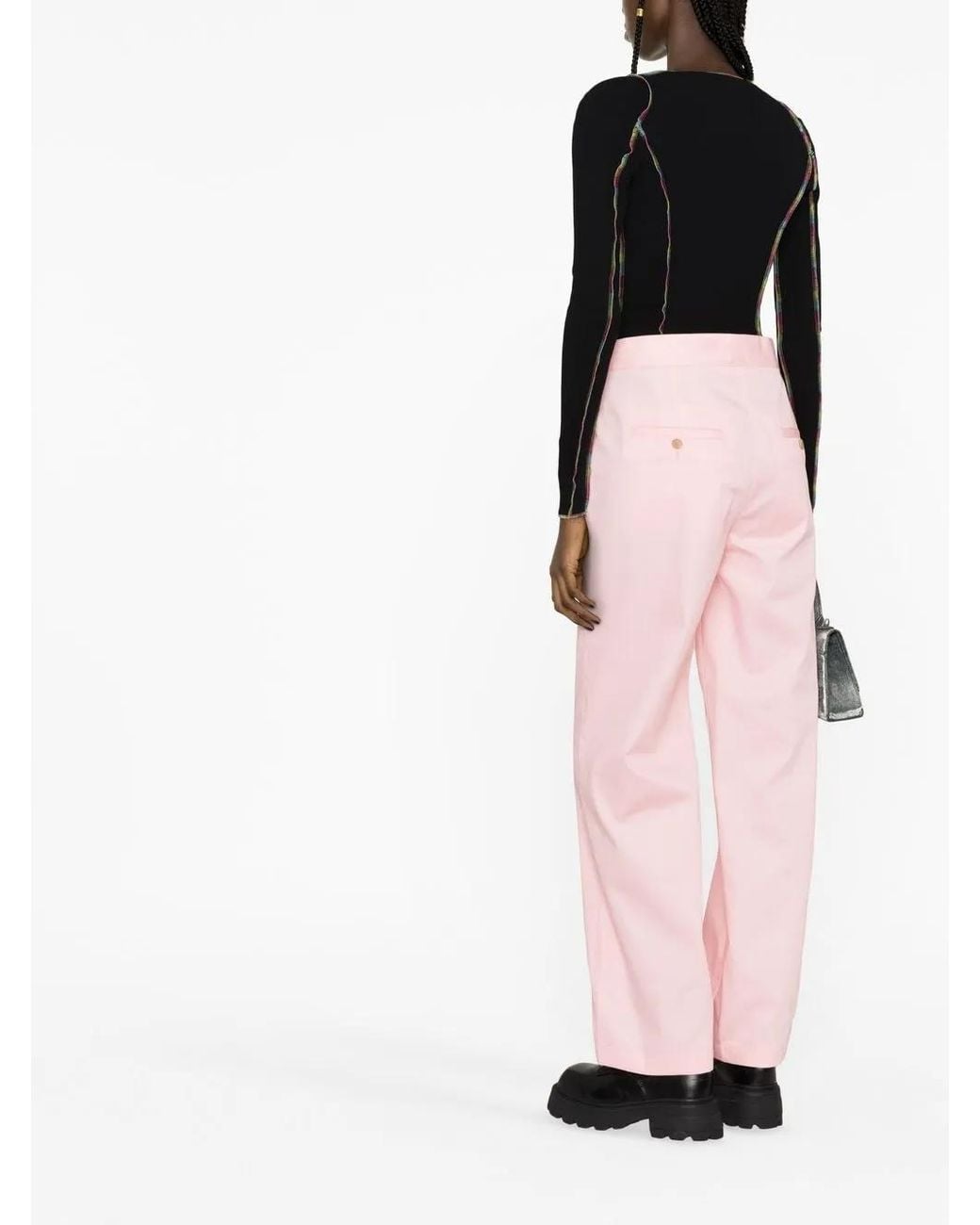 Palm Angels Pink Reverse Waistband Flared Trousers