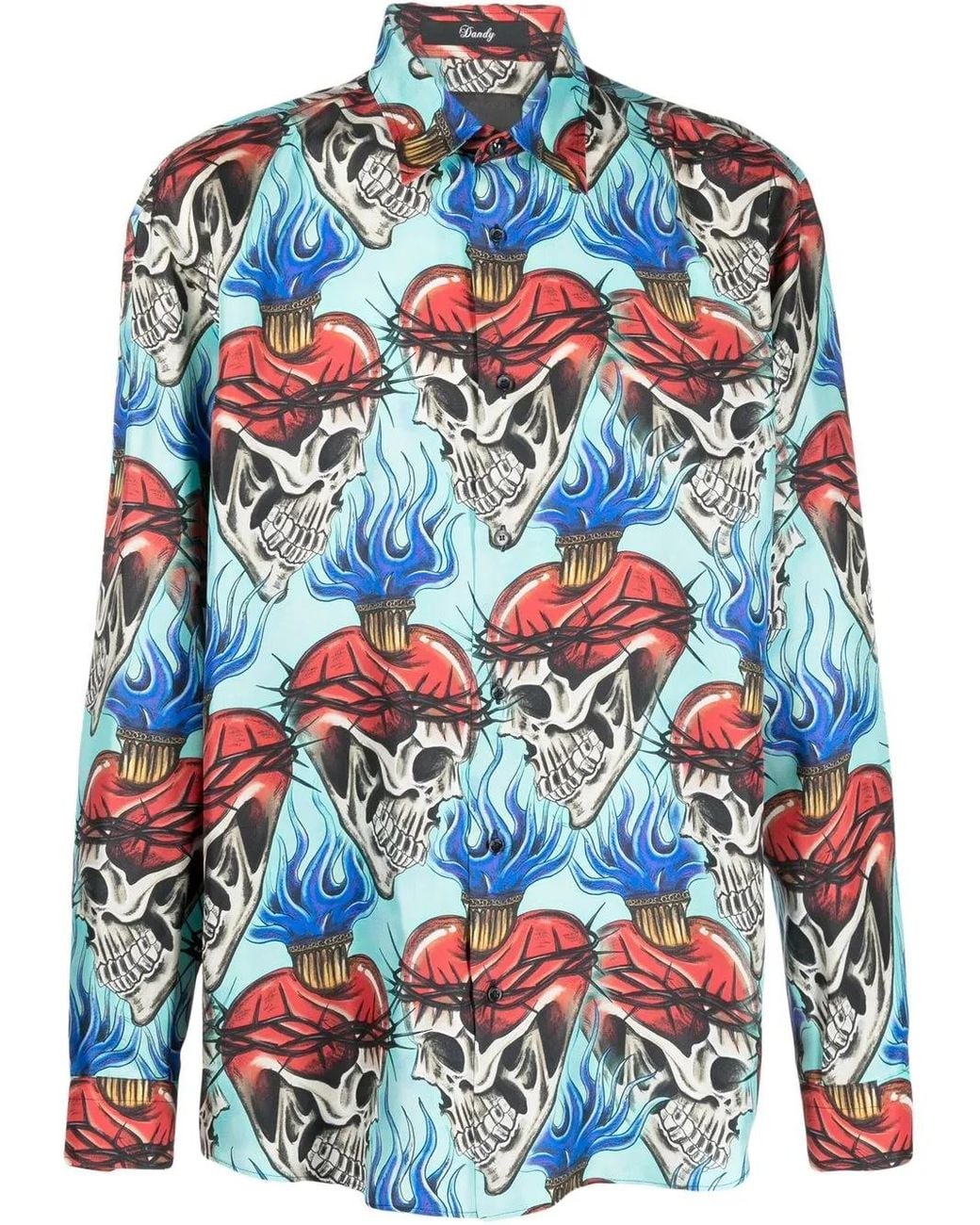 Philipp Plein Blue Skull-Print Shirt for men