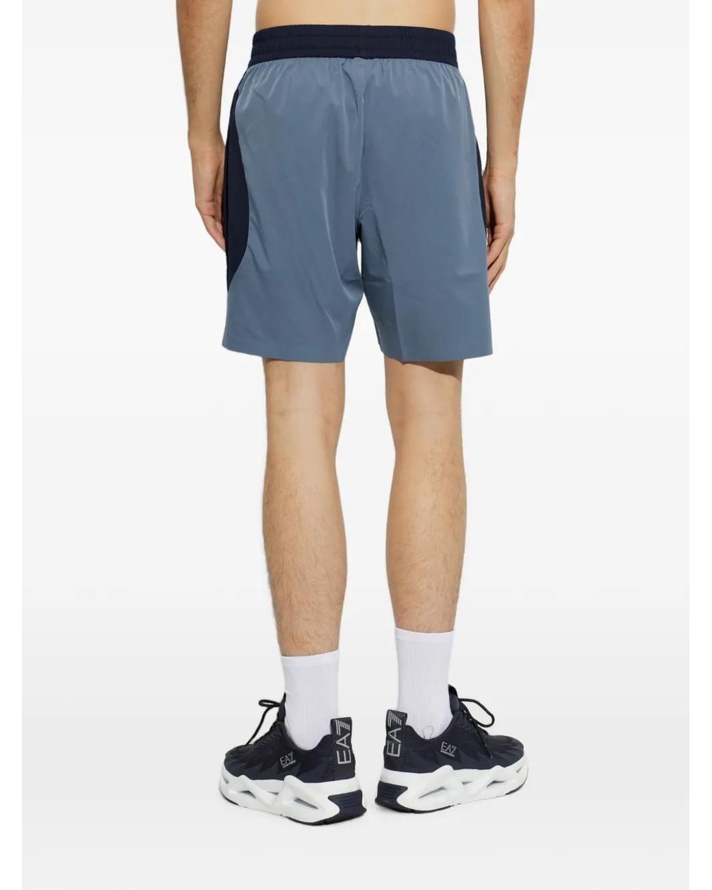 EA7 Blue Logo-Print Shorts for men