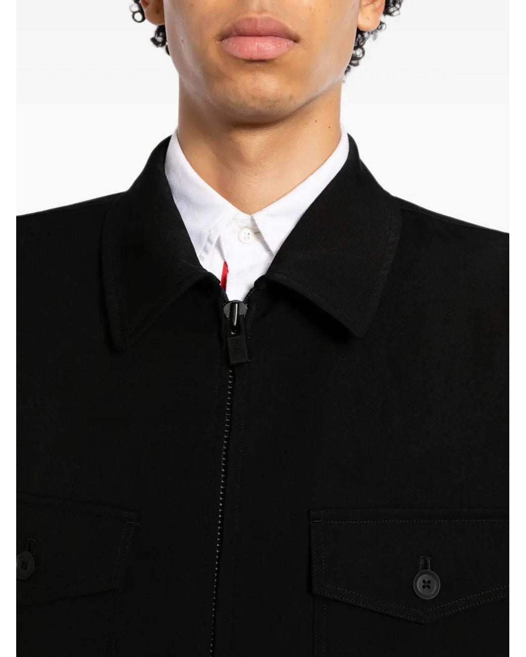 Yohji Yamamoto Black Zip-Up Shirt Jacket for men