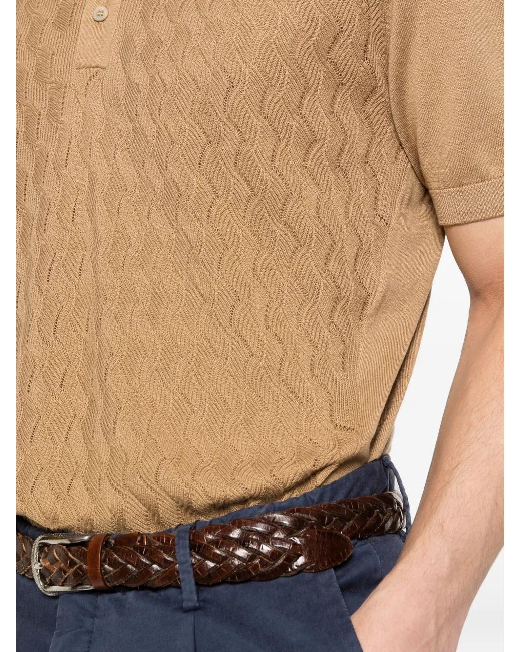 Corneliani Natural Textured Polo Shirt for men