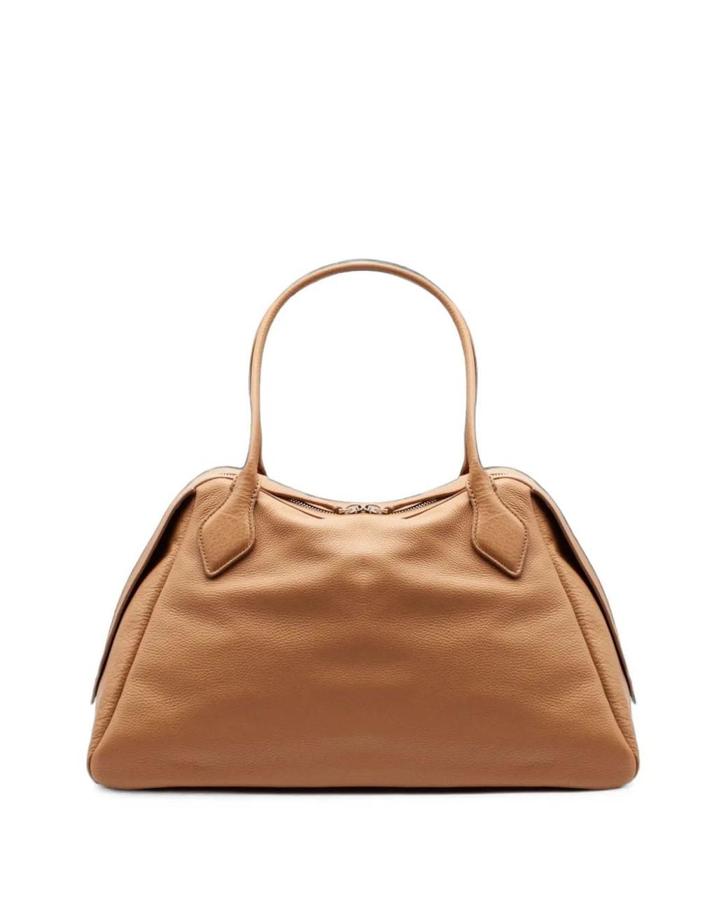 MINOBOSSI Brown Abigail Grained Leather Tote Bag