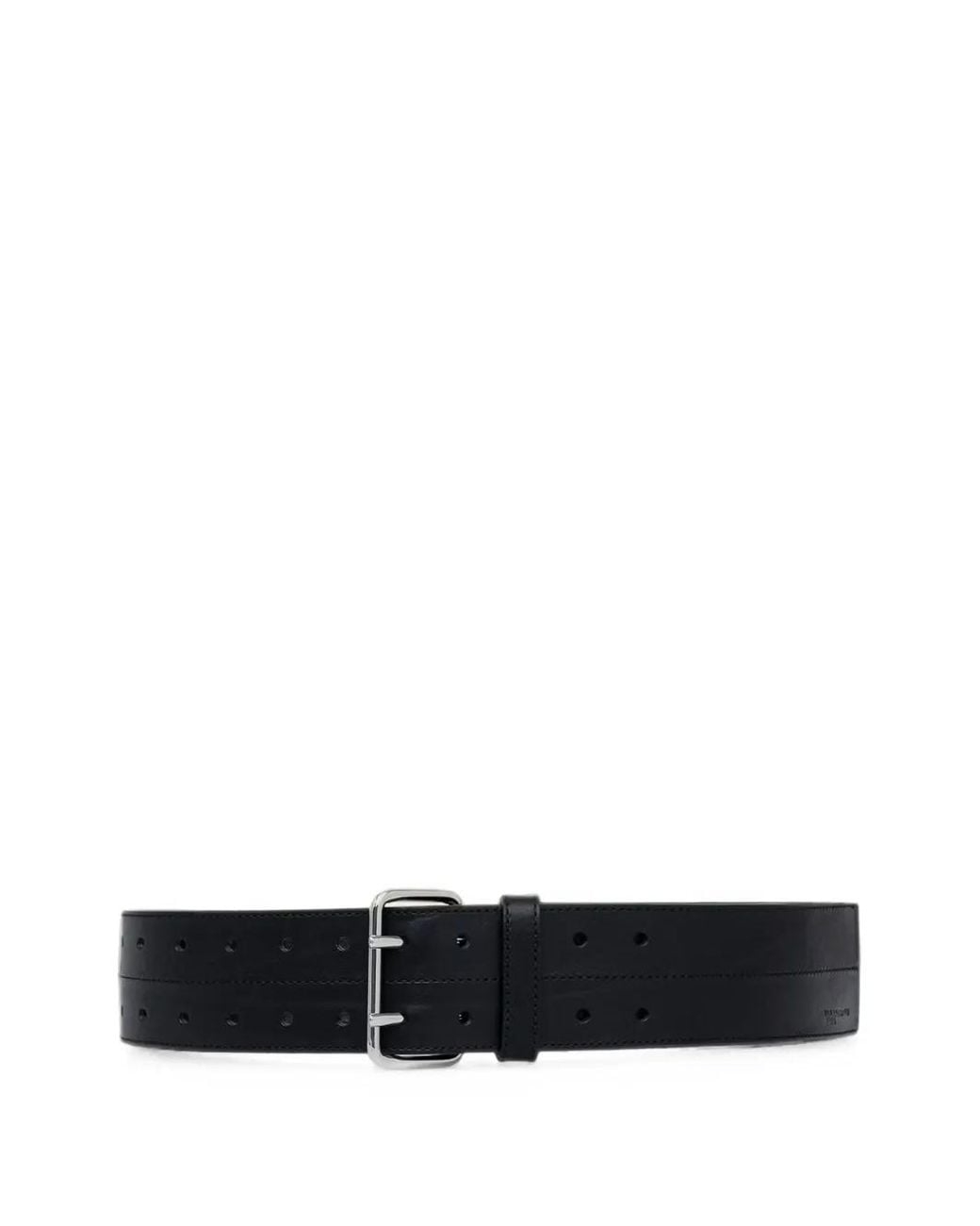 Karl Lagerfeld White Double-Prong Leather Belt