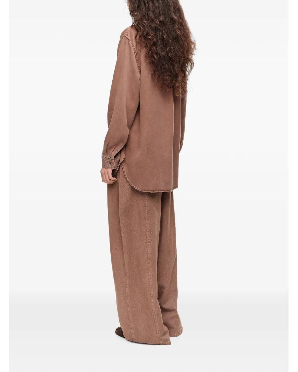 Bimba Y Lola Brown Washed- Straight Fluid Shirt