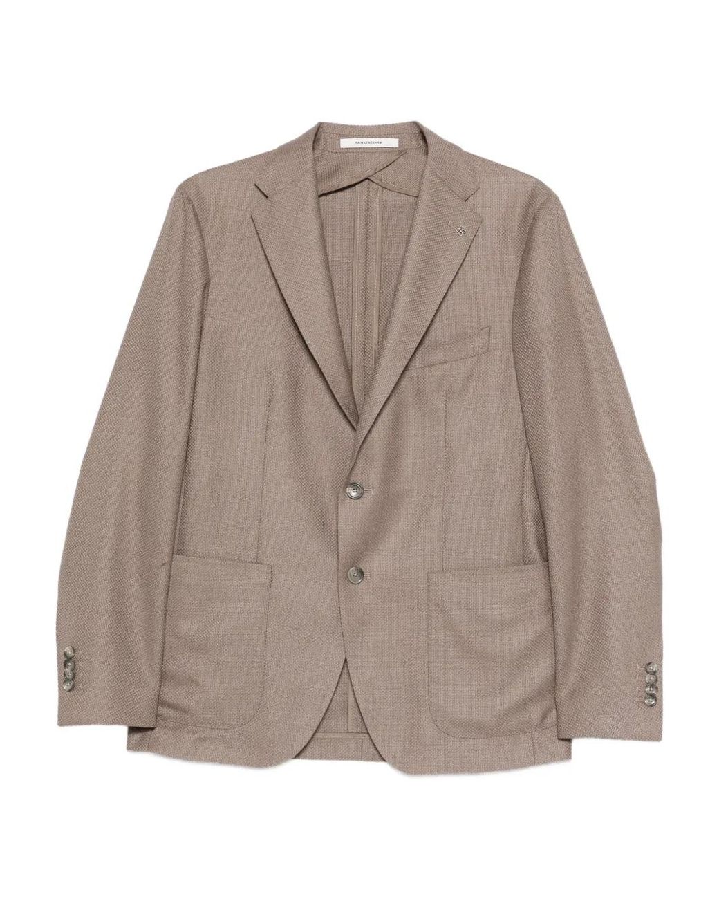 Tagliatore Brown Textured Patch Pocket Jacket for men