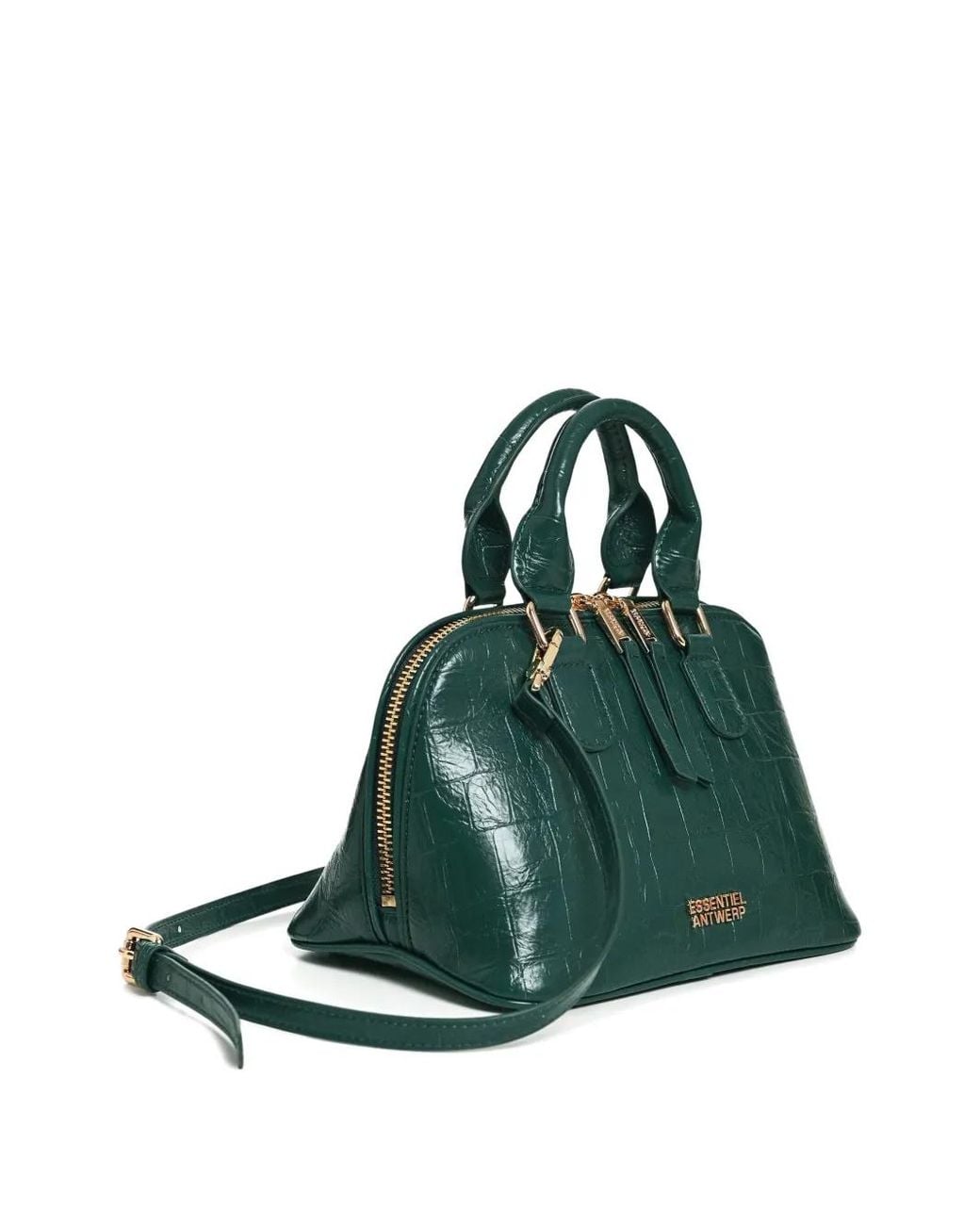 Essentiel Antwerp Green Croc-Effect Bowling Bag