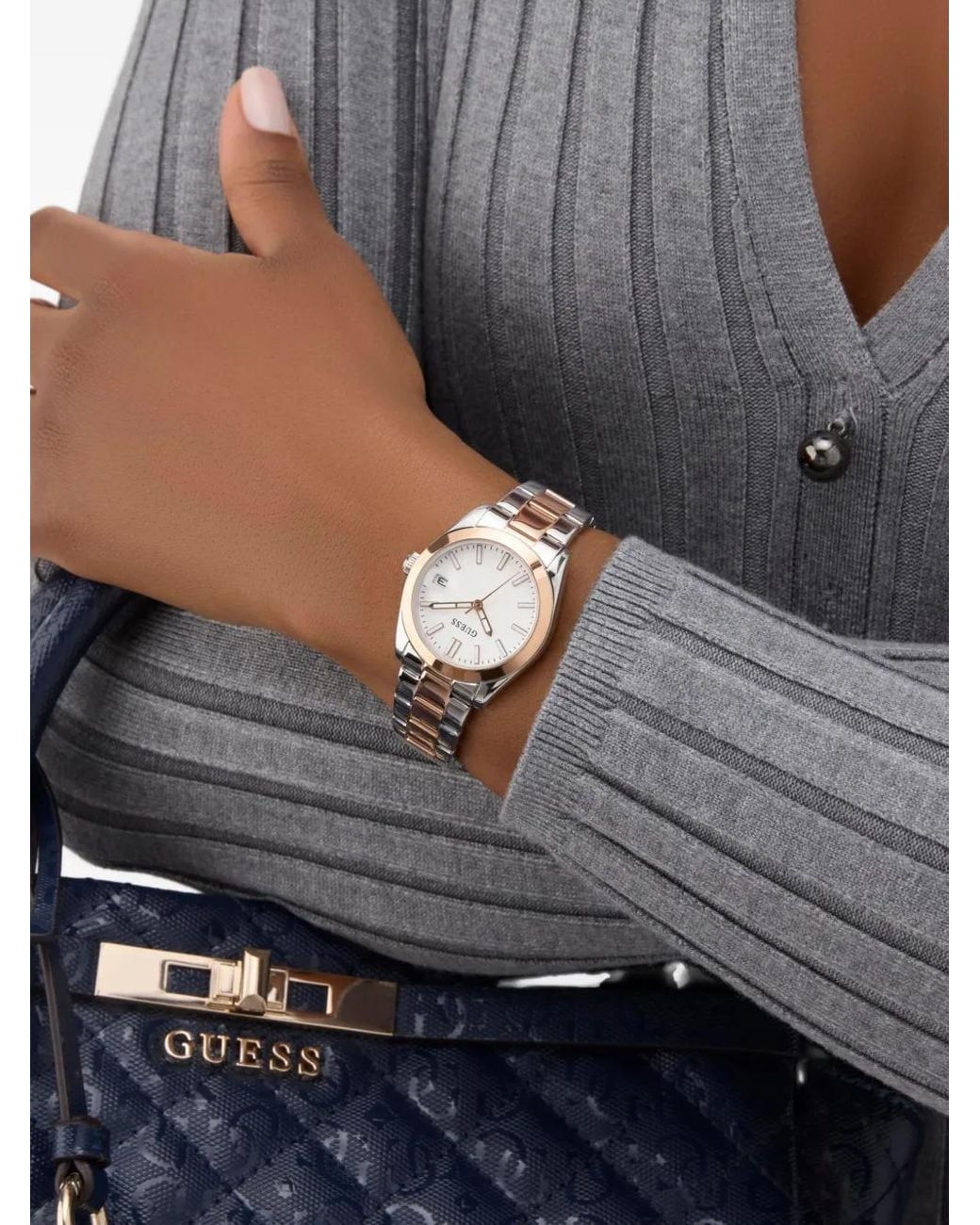 Guess White Two-Tone 32Mm Watch