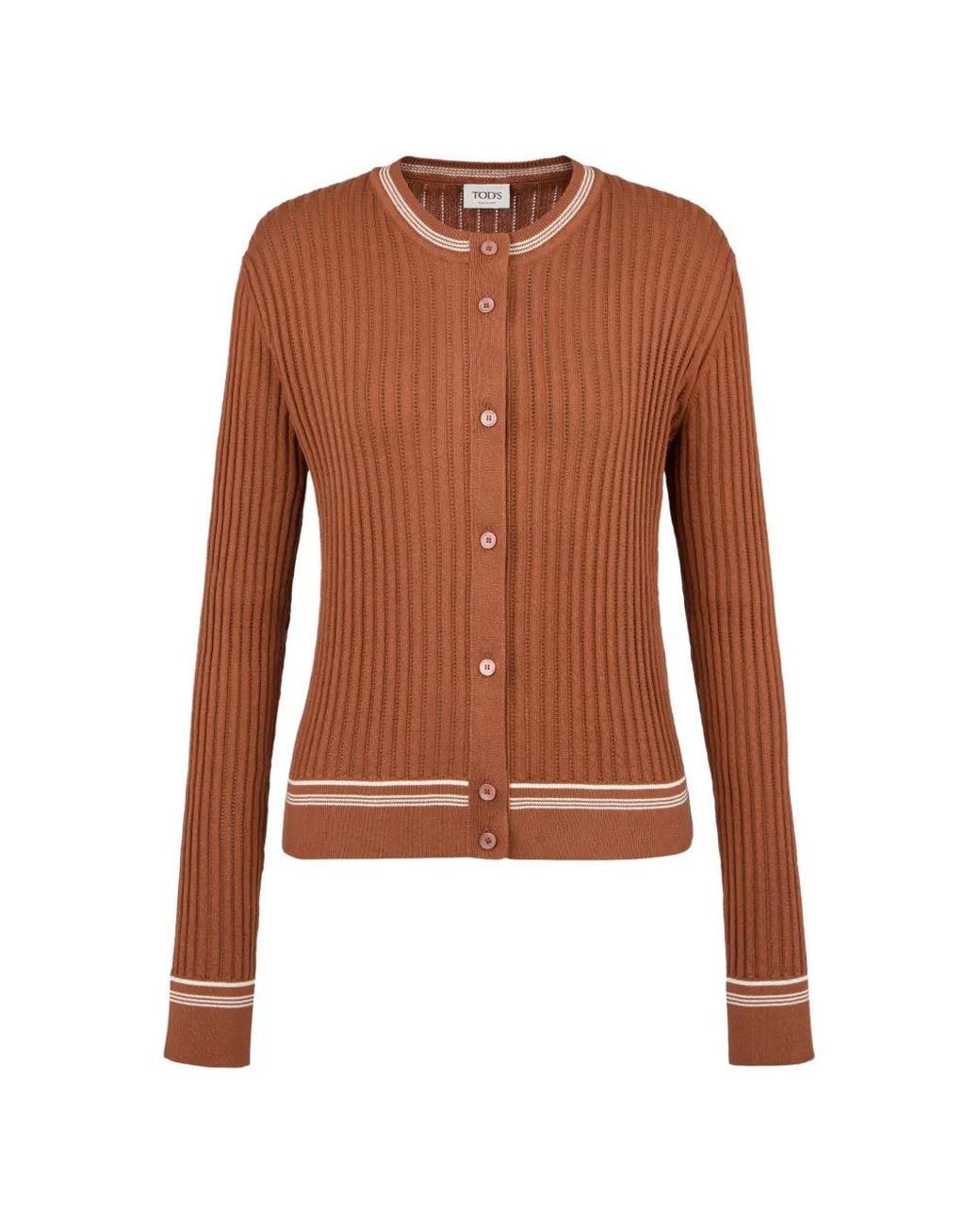 Tod's Brown Ribbed-Knit Cardigan