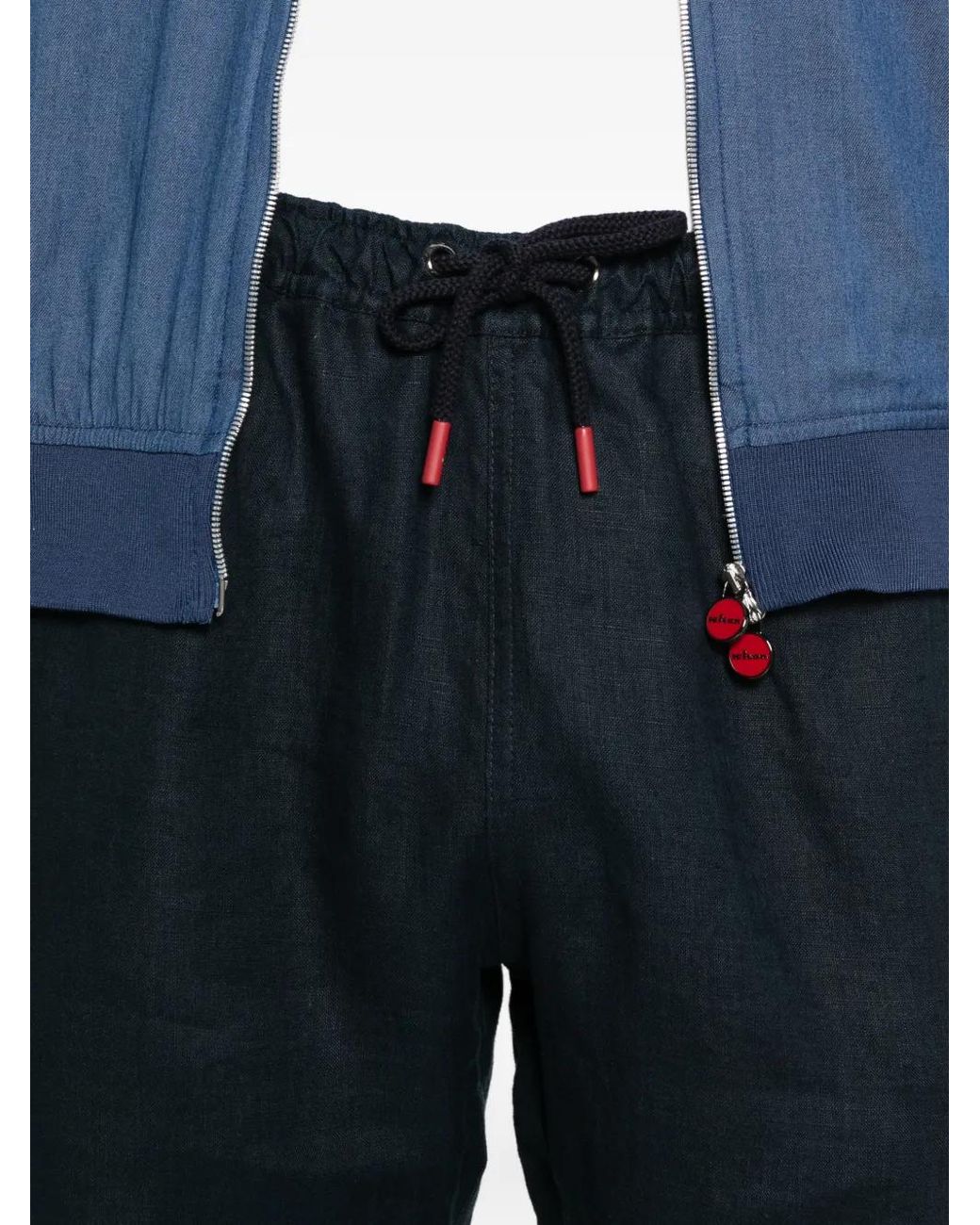 Kiton Blue Drawstring Shorts for men
