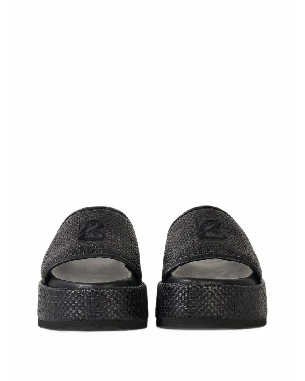 Bogner Black Sorrento Woven Platform Sandals